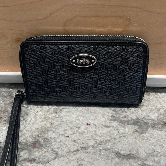 Coach Handbags - Black and gray Coach wristlet